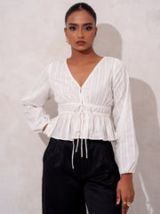 FRONT TIE UP LONG SLEEVE TOP