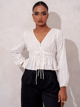 FRONT TIE UP LONG SLEEVE TOP