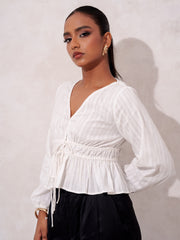 FRONT TIE UP LONG SLEEVE TOP