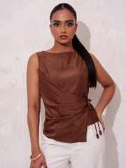 SIDE GATHERED SLEEVELESS TOP