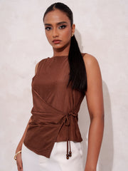 SIDE GATHERED SLEEVELESS TOP