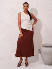 ONE SHOULDER ASYMMETRICAL SATIN TOP