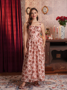 BUSTIER DETAILED BACK TIE UP MAXI DRESS