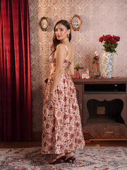 BUSTIER DETAILED BACK TIE UP MAXI DRESS