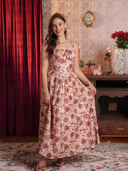 BUSTIER DETAILED BACK TIE UP MAXI DRESS