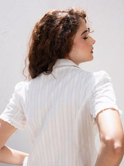 FRILL DETAILED BUTTON DOWN BUSTIER TOP