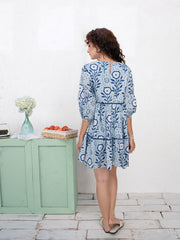 LADDER LACE DETAILED LOOSE FIT MINI DRESS