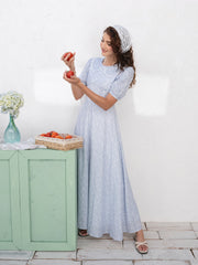 LACE DETAILED PRINTED MAXI DRESS