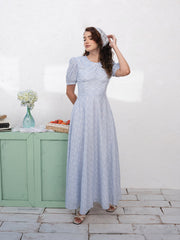 LACE DETAILED PRINTED MAXI DRESS