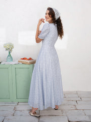 LACE DETAILED PRINTED MAXI DRESS