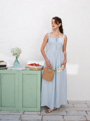 BUSTIER DETAILED BACK TIE-UP MAXI DRESS
