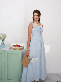 BUSTIER DETAILED BACK TIE-UP MAXI DRESS