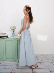 BUSTIER DETAILED BACK TIE-UP MAXI DRESS