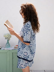 CONTRAST PIPING DETAILED BUTTON DOWN OVERSIZED SHIRT