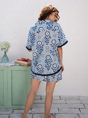 WAIST GATHERED PRINTED MINI SHORT