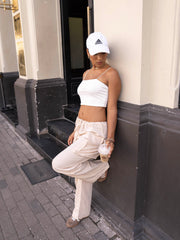 Pocket Detailed Front Tie Up Low Waist Pant