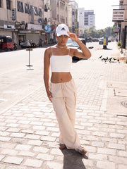 Pocket Detailed Front Tie Up Low Waist Pant