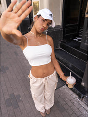 Pocket Detailed Front Tie Up Low Waist Pant