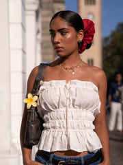 Frill Detailed Front Tie Up Tube Top