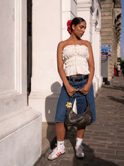 Frill Detailed Front Tie Up Tube Top