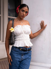 Frill Detailed Front Tie Up Tube Top