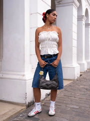 Frill Detailed Front Tie Up Tube Top