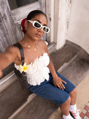 Frill Detailed Front Tie Up Tube Top