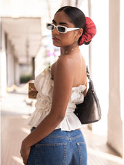 Frill Detailed Front Tie Up Tube Top