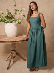 SQUARE NECK SLEEVELESS MAXI DRESS