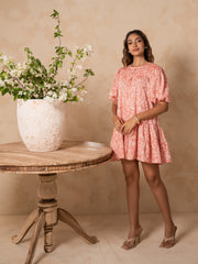 PUFF SLEEVE LOOSE FIT MINI DRESS