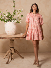 PUFF SLEEVE LOOSE FIT MINI DRESS