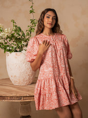 PUFF SLEEVE LOOSE FIT MINI DRESS