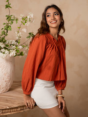 NECK TIE-UP LONG SLEEVED TOP