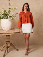 NECK TIE-UP LONG SLEEVED TOP