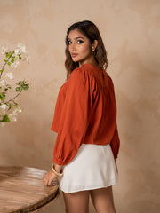 NECK TIE-UP LONG SLEEVED TOP
