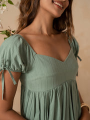 PUFF SLEEVED TIERED MINI DRESS