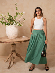 WAIST GATHERED MAXI SKIRT