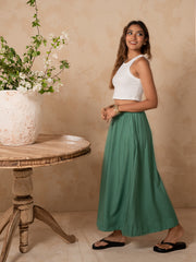 WAIST GATHERED MAXI SKIRT