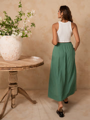 WAIST GATHERED MAXI SKIRT