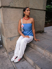 Pleated Detailed Back Tie Up Tube Top