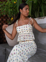 Shoulder - Tie Detailed Peplum Top