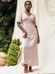 POLKA DOT PRINTED MAXI DRESS