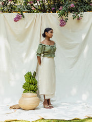 BUTTON DETAILED BACK SLIT MIDI SKIRT