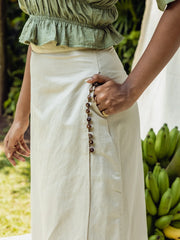 BUTTON DETAILED BACK SLIT MIDI SKIRT