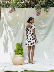 PUFF SLEEVED BUTTON DOWN MINI DRESS