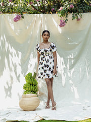 PUFF SLEEVED BUTTON DOWN MINI DRESS