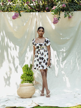 PUFF SLEEVED BUTTON DOWN MINI DRESS