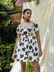 PUFF SLEEVED BUTTON DOWN MINI DRESS