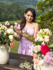 PIN TUCK DETAILED BACK TIE UP MAXI DRESS