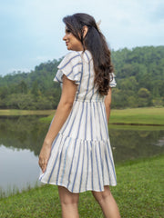 FRONT TIE UP DETAILED LOOSE FIT MINI DRESS